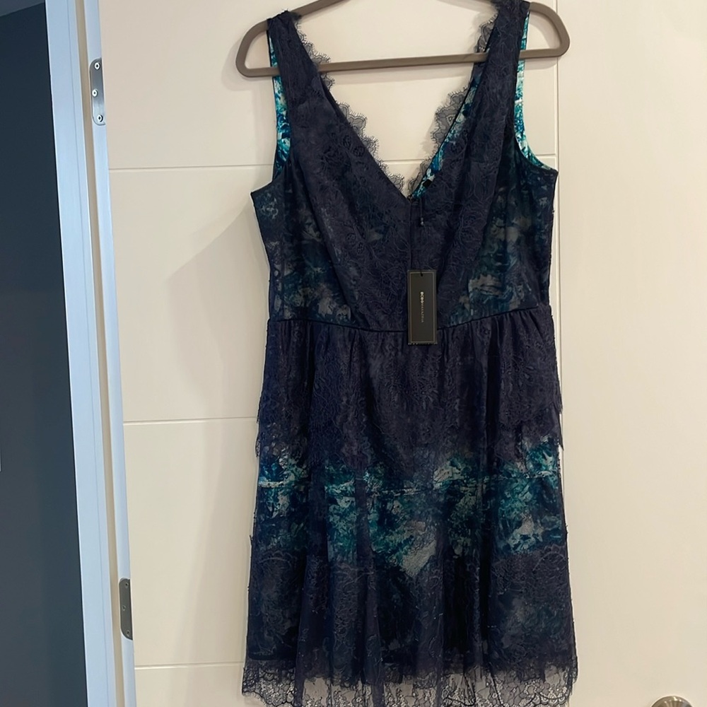 BCBG MaxAzria Willa dress in Dark Ink Combo NWT sz 12